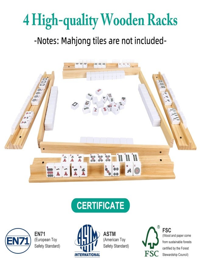 Offelec Upgraded Mahjong Racks with Pushers, Set of 4 Trays for American Mahjong Games, Wooden Holders for Mahjong, Dominoes & Mexican Train Game Nights (Includes Magnetically Attached Mahjong Pushers) - Image 5